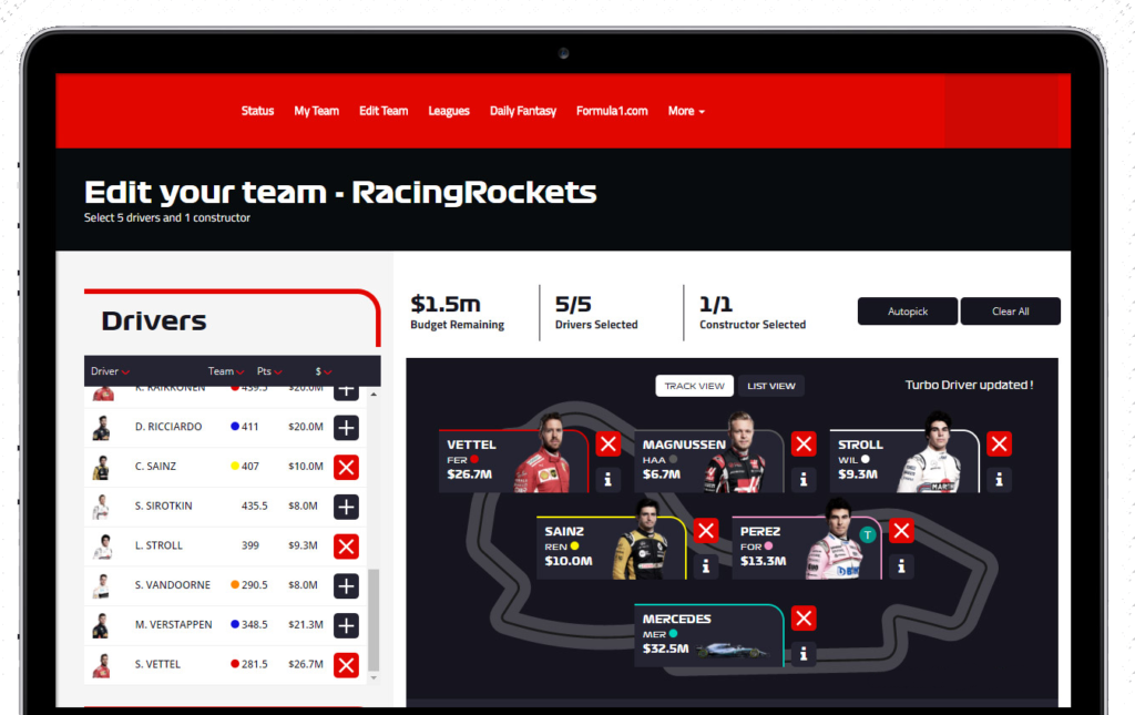 Fantasy Auto Racing App Development