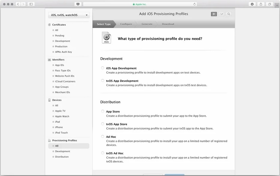 Production Provisioning Profile