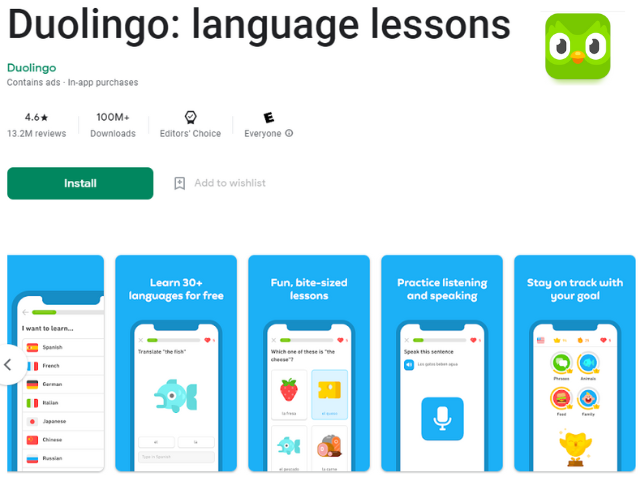 Duolingo language learning apps