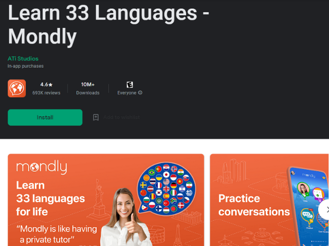 Mondly language learning apps