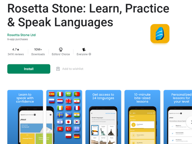 rosetta stone language learning apps