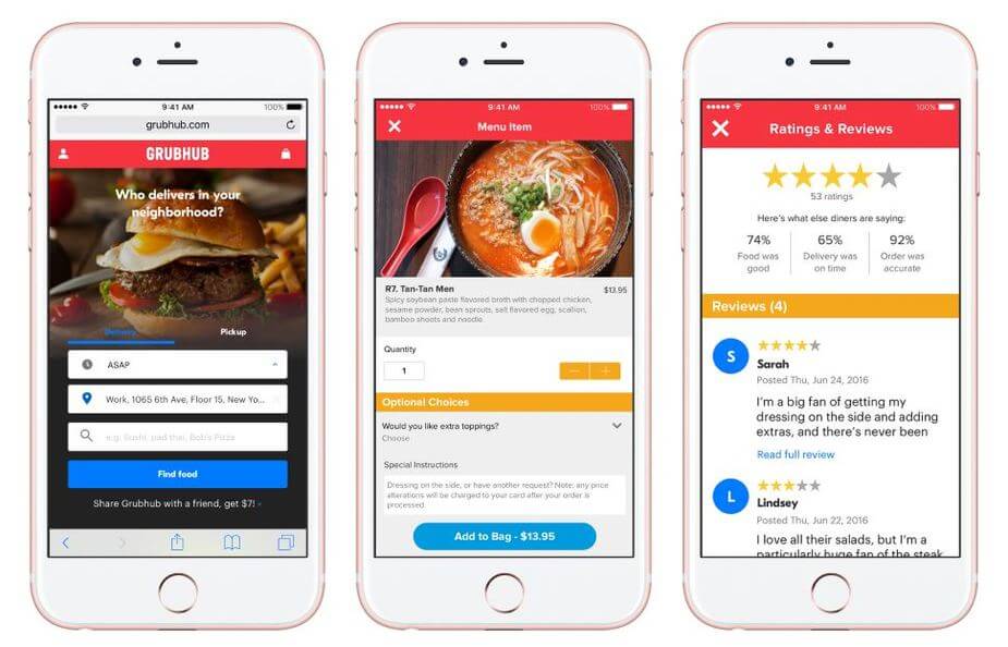 Key Features of Food Delivery Apps like GrubHub